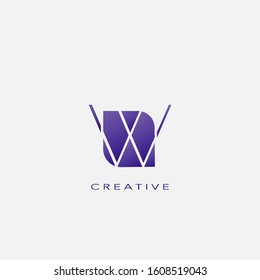 Initial Letter W  Logo Icon, simple abstract techno geometrical shape with negative letter logo vector design.