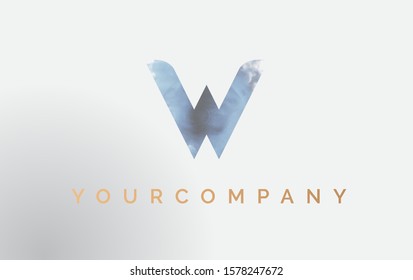 Initial letter W Logo Isolated on blue. Vector Smoke