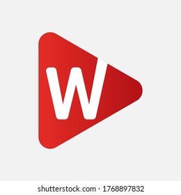 Logotipo de letra inicial W con el concepto de icono de reproducción. Plantilla de diseño de Emblema de Alfabeto Mínimo Creativo. Símbolo gráfico para identidad empresarial.Elemento gráfico vectorial creativo.