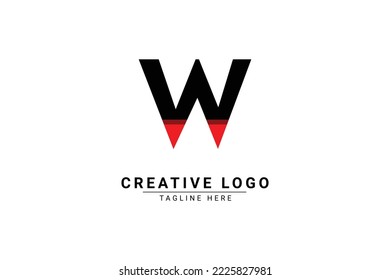 Initial Letter W Logo. Red and black  shape W Letter logo with shadow usable for Business and Branding Logos. Flat Vector Logo Design Template Element.