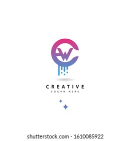 Initial letter W logo with splash background.  letter combination logo design for creative industry   web   business and company.