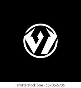 Initial letter W logo template with thunder or flash symbol and circle in flat design illustration