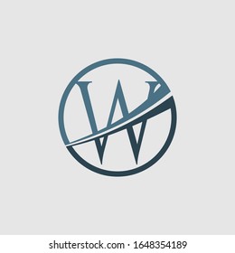 Anfangsbuchstabe W Logo Vorlage. Logo im Kreis