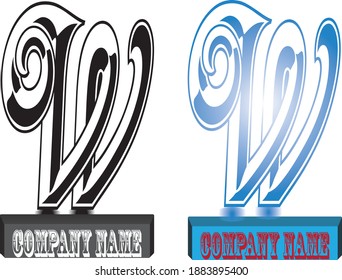 Initial Letter W, W Logo Template Vector Design Black and blue color
