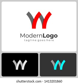 Initial Letter W Logo Three Colors Ribbon Business Logo Flat Monochrome Vector Illustration Design Logo Template