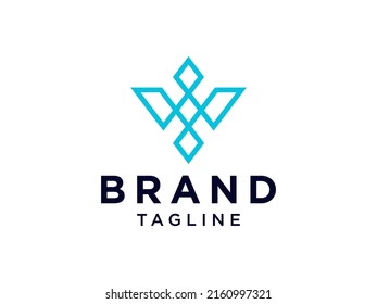 Logotipo de la letra inicial W Tres colores Banda de trabajo Logotipo de marca Monocromo plano Modelo de diseño de la ilustración
