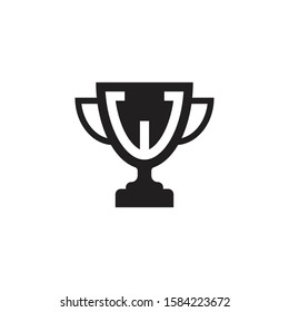 initial letter w logo trophy vector