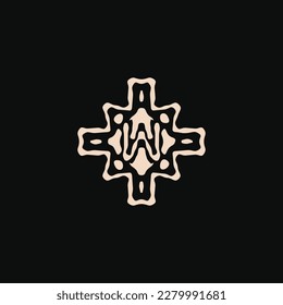 Initial letter W logo. unique tribe ethnic ornament ancient emblem