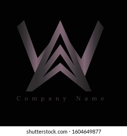 Initial letter W and A logo vector black background