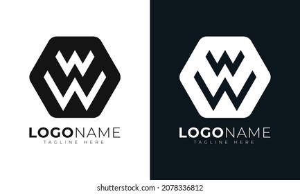 Initial letter w logo vector design template. With Hexagonal shape. Polygonal style.