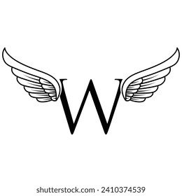 Initial letter W logo and wings symbol vector