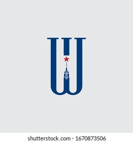 Letra inicial logotipo W.nuevo diseño del logotipo de la ciudad de Nueva York, logotipo de la letra Empire State Building