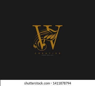 Initial Letter W Luxury Beauty Flourishes Ornate Monogram Logotype