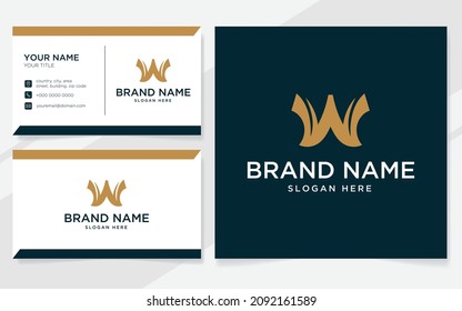 Initial letter W luxury logo for company with business card template