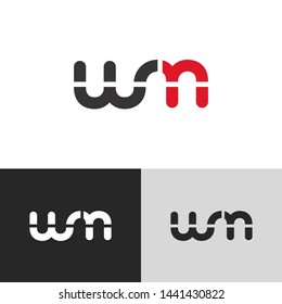 Initial Letter w m linked lowercase logo design template elements. Red letter Isolated on black white grey background. Suitable for business, consulting group company.