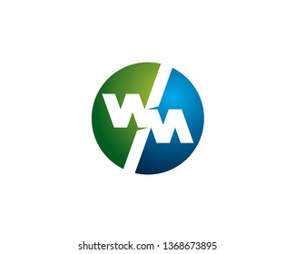 initial letter w m logo with intersect and infinity shape 