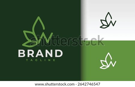 initial letter W marijuana leaf logo
