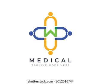 initial Letter W Medical Logo Template Design