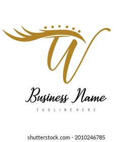 Initial Letter W Modern Luxury Eye Lash, Lashes, Beauty, Salon, Spa, Cosmetic, Makeup Business Logo Concept