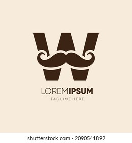 Initial Letter W Mustache Logo Design Vector Icon Graphic Emblem Illustration