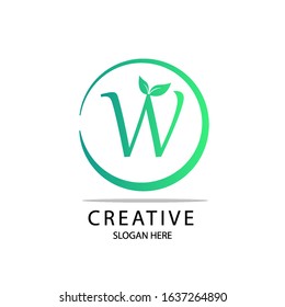 Initial Letter W Nature Leaf Logo For Company
