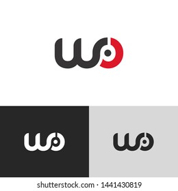 Initial Letter w o linked lowercase logo design template elements. Red letter Isolated on black white grey background. Suitable for business, consulting group company.