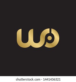 Initial letter w o linked lowercase logo design template elements. Gold letter Isolated on black  background. Suitable for business, consulting group company.