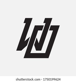 Initial letter W, O, WO or OW  overlapping, interlock, monogram logo, black color on white background