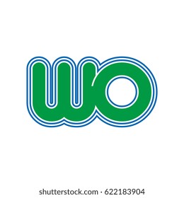 initial letter w and o. wo monogram outline logo