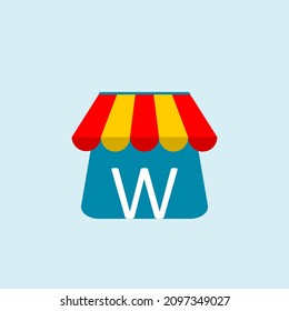 initial letter w on shopping. Abstract shopping logo. Online shop logo. Vector logo template