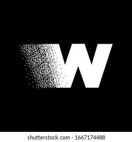Diseño del logotipo de efectos de partículas de la letra inicial W