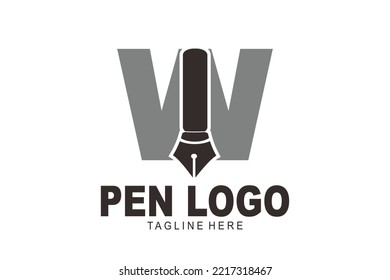 initial Letter W pen logo