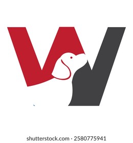 Initial Letter W Pet Logo Concept With Dog Head Symbol Vector Template