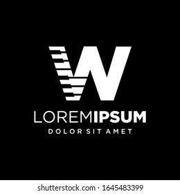 Diseño del logotipo de la letra inicial W de piano