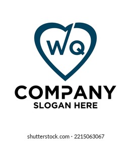 Initial letter w q in love shape logo vector design