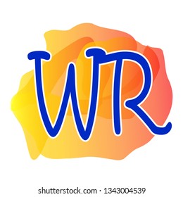 Initial Letter W R Logo Icon With Golden Liquid Abstract at The Back. Material Design Logo