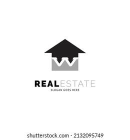 Initial Letter W Real Estate or House Icon Vector Logo Template Illustration Design