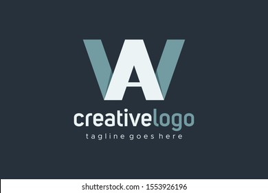 Initial Letter A and W Ribbon Paper Flat Vector Logo Design