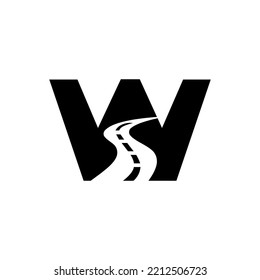 Initial Letter W Road Logo For Travel And Transportation Sign Vector Template