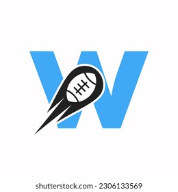 Initial Letter W Rugby Logo, American Football Symbol Combine With Rugby Ball Icon For American Soccer Logo Design