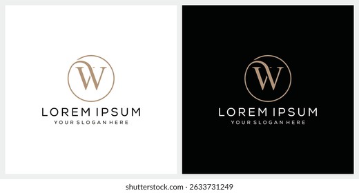 initial letter W serif font logo design vector, luxury graphic icon, golden concept