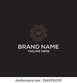 Letra inicial W serif diseño de logotipo de fuente, concepto de icono gráfico de naturaleza verde
