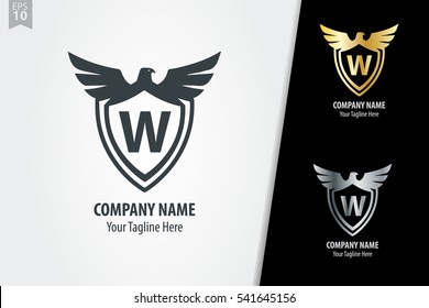 Initial Letter W With Shield Logo Design