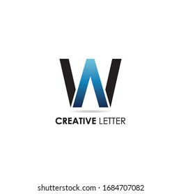 Initial Letter W Simple With Dark Blue Gradient