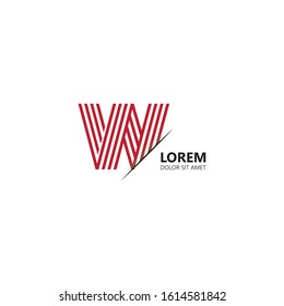 Initial letter w sliced uppercase modern logo design template elements. Red letter Isolated on white background. Suitable for business, consulting group company.