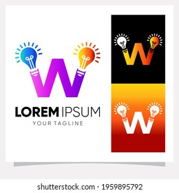 Initial Letter W Smart Light Bulb Logo Design Vector Graphic