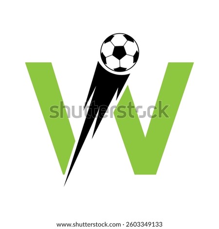 Initial Letter W Soccer Logo Design With Speed Symbol. Football Logo For Academy and Club Sign