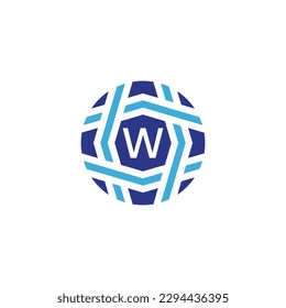 Initial letter W sphere logo Symbolize Global Connectivity