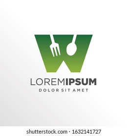 Initial Letter W with Spoon and Fork Logo Design