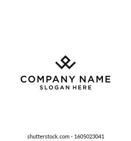 initial letter w square logo design vector illustration template